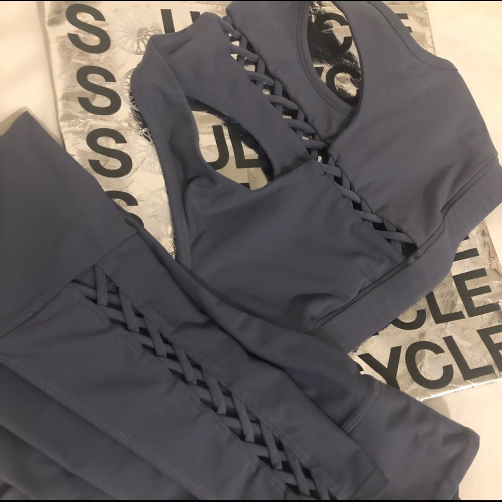 SoulCycle Lace Up Matching Set Sports Bra Leggings